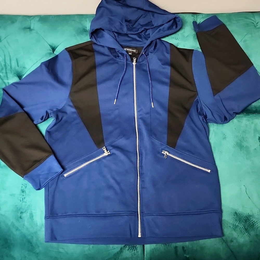 International Concepts Timeless Navy Zip UpHoodie Mens Size Large